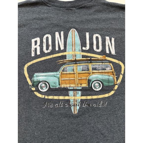 Ron Jon TShirt Mens XL Charcoal  Surf Shop Graphic Woody Wagon Surf Y2K Fader - Picture 5 of 7